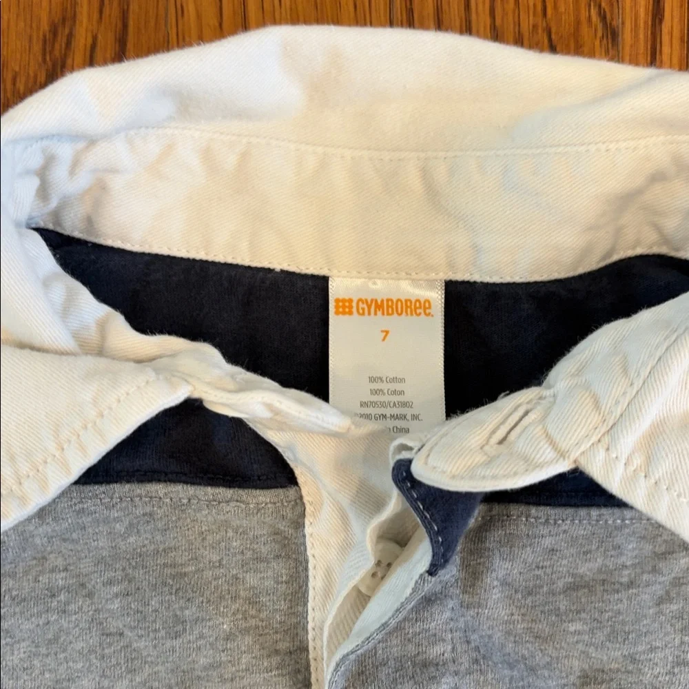 Gymboree Navy and Gray Kids Polo Rugby Shirt - size 7